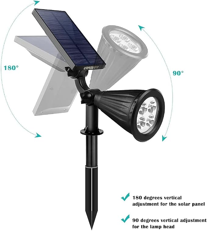 URPOWER Solar Lights Waterproof Solar Lights Outdoor 2-in-1 Adjustable Solar - Image 2