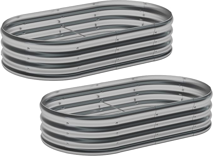 zizin 2 Pack Galvanized Raised Garden Bed Metal Oval Raised Garden Beds Outdoor - Image 6