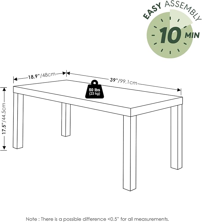 Furinno Classic Living Room Table Set of 3, Modern Rectangle Coffee Table - Image 3