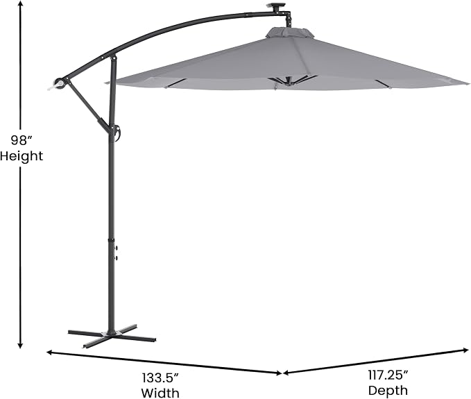 Flash Furniture Sedona Round Solar Cantilever Umbrella, Commercial Grade - Image 5
