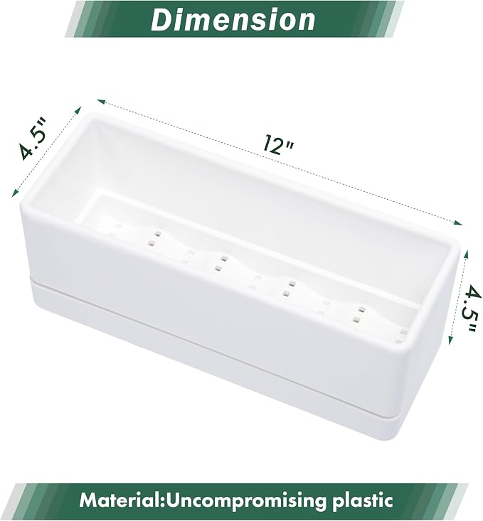 D'vine Dev 12 Inch Window Box Planter, Rectangle Plastic Herb Planter - Image 3