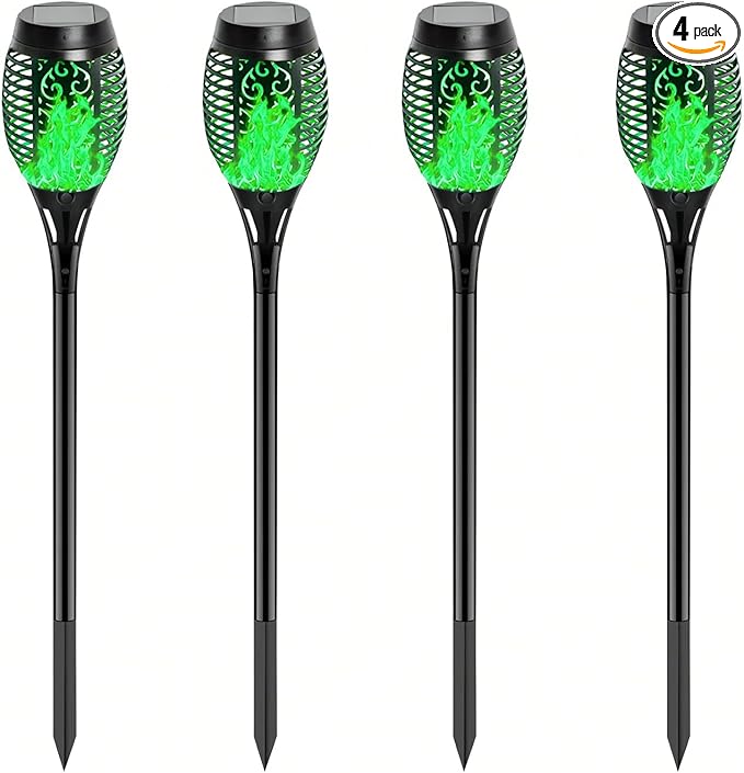 4 Pack Outdoor Solar Flame Light, Solar Lights Outdoor by Unknown