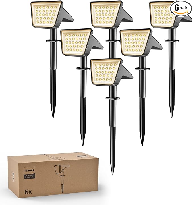 Philips 6 Packs Solar Spot Lights Outdoor Waterproof, 28 LED 3000K Solar by PhilipsLightingLED