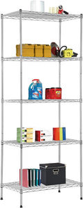 BestOffice | 5-Tier Wire Storage Shelves | 14x24x60 | Chrome | Heavy-Duty Metal by BestOffice