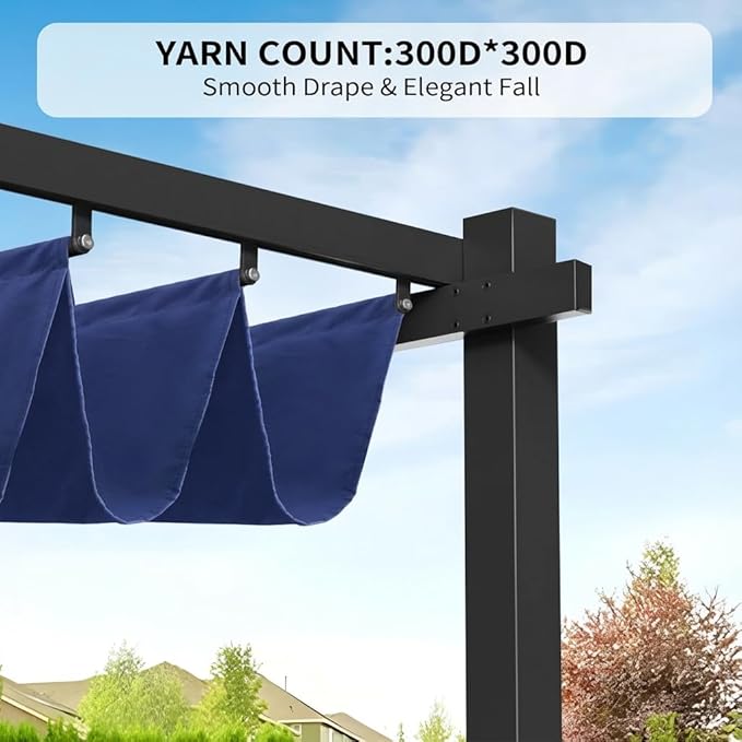 10' X 10' Pergola Shade Cover for Outdoor Retractable Durable Fabric Canopy - Image 2