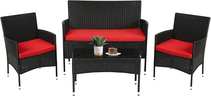FDW Rattan Furniture Wicker Chair Patio Bristo Set by FDW