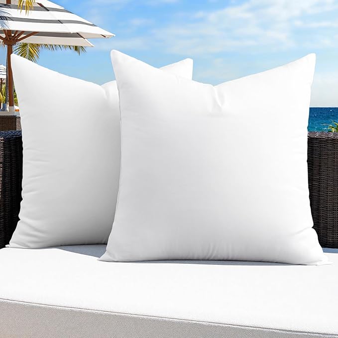 MIULEE Pack of 2 22x22 Outdoor Pillow Inserts, Outdoor Throw Pillows by MIULEE