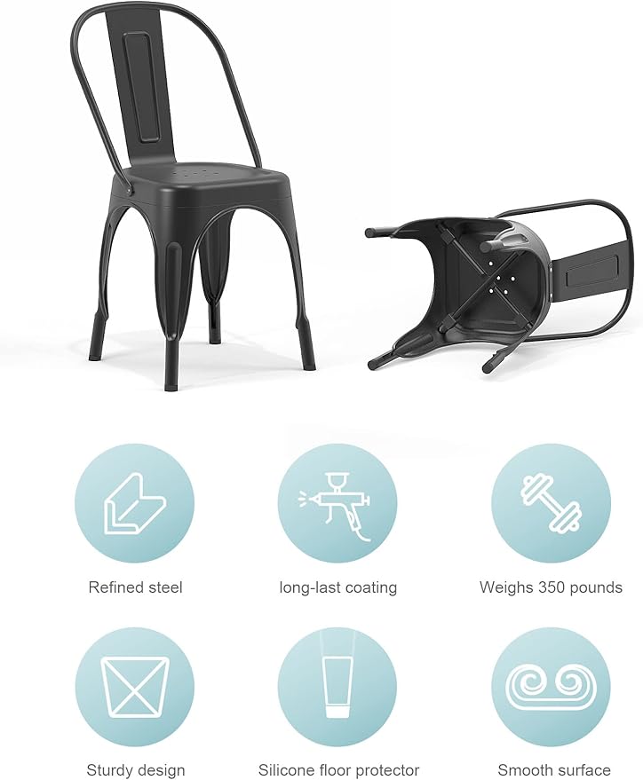 Nazhura Metal Dining Chair Farmhouse Tolix Style - Image 4