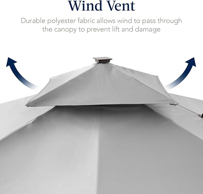 Best Choice Products 12x12ft LED Cantilever Patio Umbrella w/Base Included & - Image 7