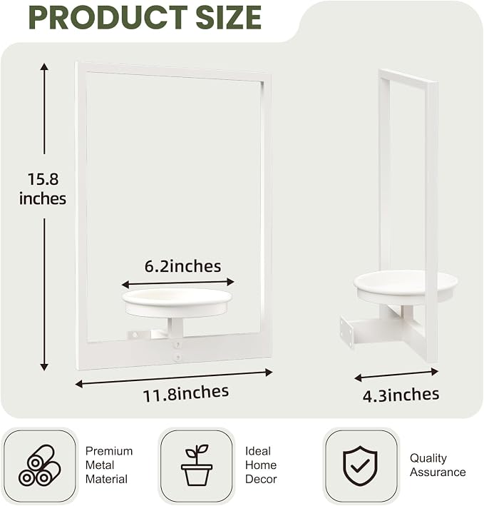 Hanging Planters for Indoor Plants White, Wall Plant Holder Stand to Hold Large - Image 2