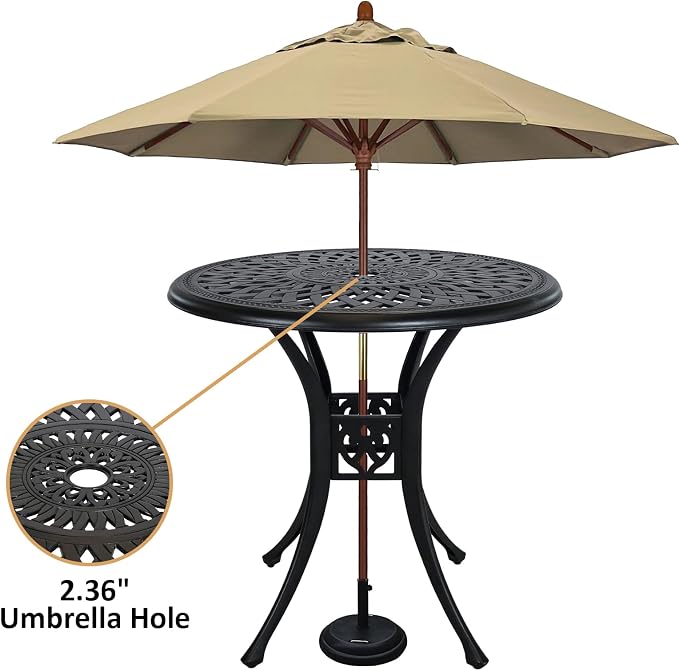 30.31" Outdoor Patio Dining Table, Cast Aluminum Patio Table, Patio Bistro Table - Image 5