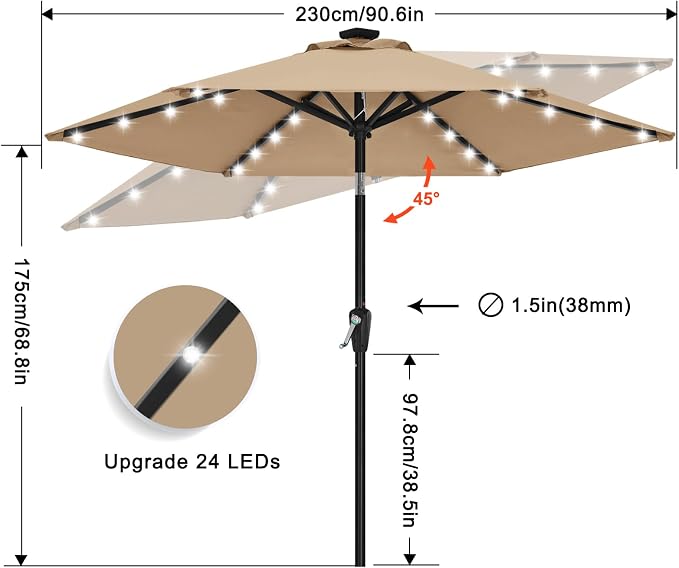 ABCCANOPY Durable Solar Led Patio Umbrellas - Image 3