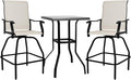 LEVELEVE Patio Bar Set 3pcs Swivel Bar Stools Outdoor Bistro Textilene by Enjoyyourlife