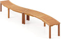 Tangkula Outdoor Curved Bench, Acacia Wood Fire Pit Bench w/Slatted Seat by TANGKULA