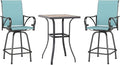 MFSTUDIO 3 Piece Patio Swivel Bar Set, Outdoor Bar Table and Chairs Set by MFSTUDIO