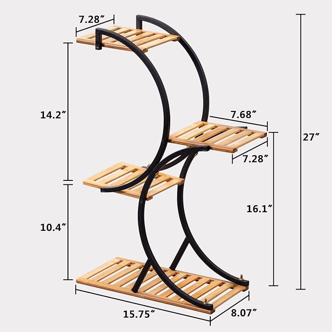 Bamboo 4-Tier Plant Stand Rack Multiple Flower Pot Holder Shelf Indoor Outdoor - Image 6