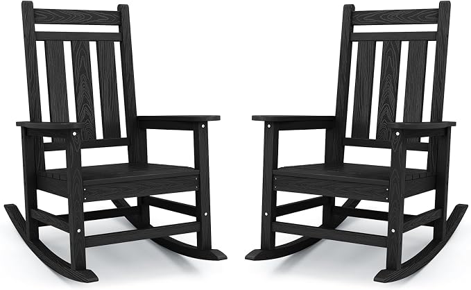 KINGYES Oversized Outdoor Rocking Chair Set of 2, All-Weather Patio Rocking by KINGYES