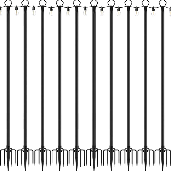 10 Pack String Light Poles, 10 Ft Light Poles by Mutovlin