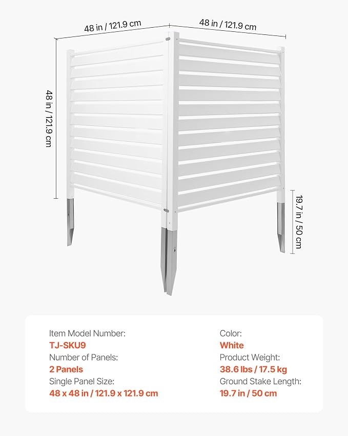 VEVOR 48" W x 48" H Vinyl Fence Panels, Air Conditioner Fence, Outdoor Privacy - Image 7