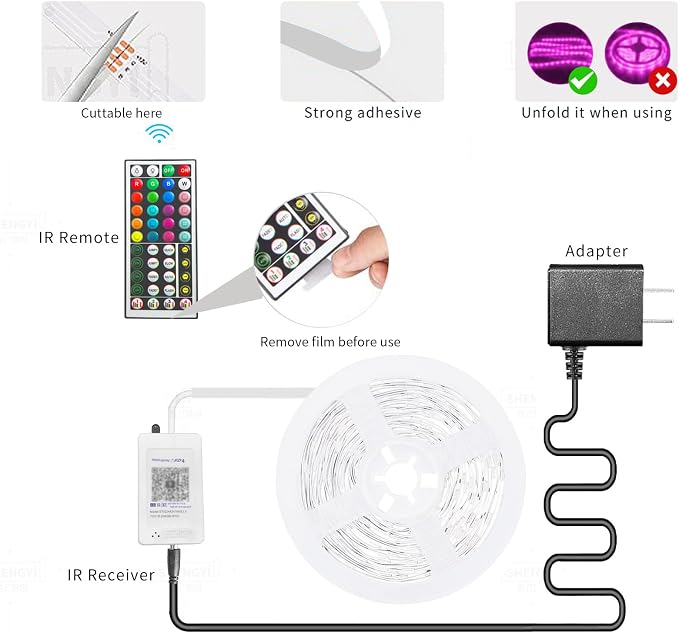 KSIPZE 100ft Led Strip Lights RGB Music Sync Color Changing Led Lights - Image 6