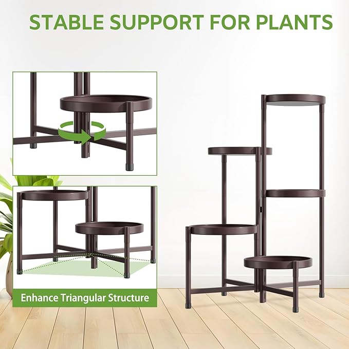 iDavosic.ly 5 Tier Large Plant Stand Indoor, 10 Inch Wide Tall Corner Metal - Image 6