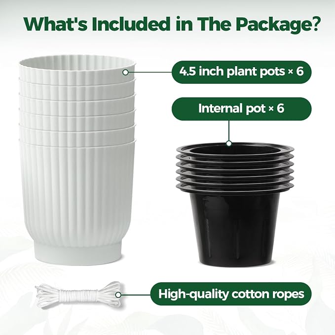 T4U 4.5 Inch Plant Pots Self Watering, 6 Pack African Violet Pots, Small Plant - Image 6