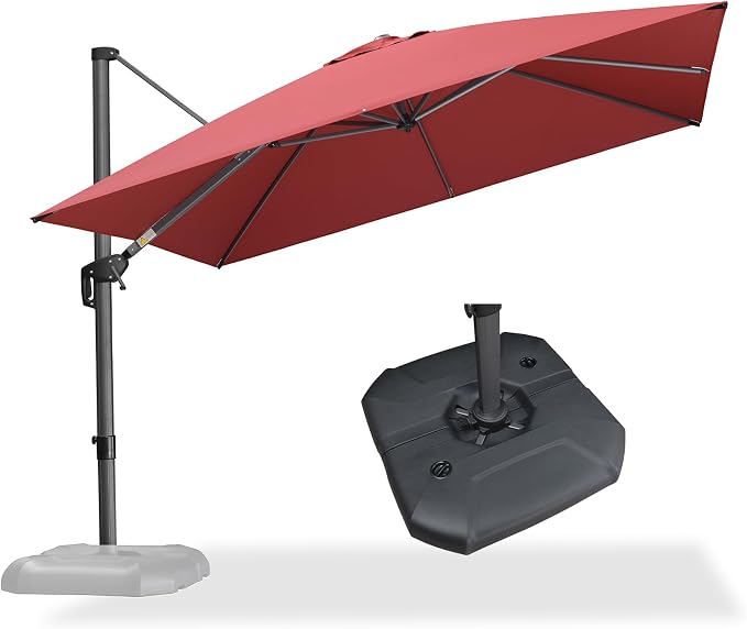 PURPLE LEAF 10 Feet Square Cantilever Umbrella Patio Umbrella by PURPLELEAF
