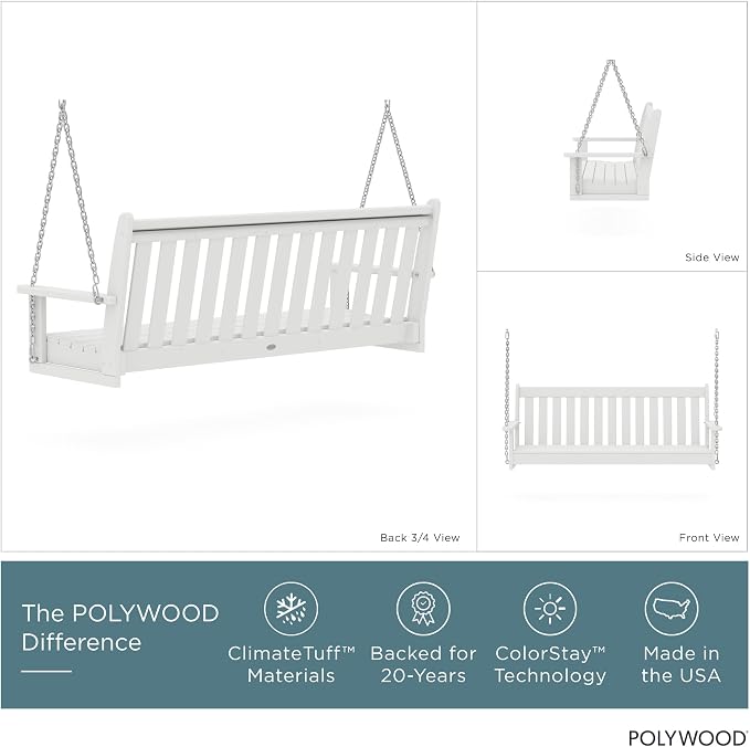 POLYWOOD GNS60WH Vineyard 60" Swing - Image 2