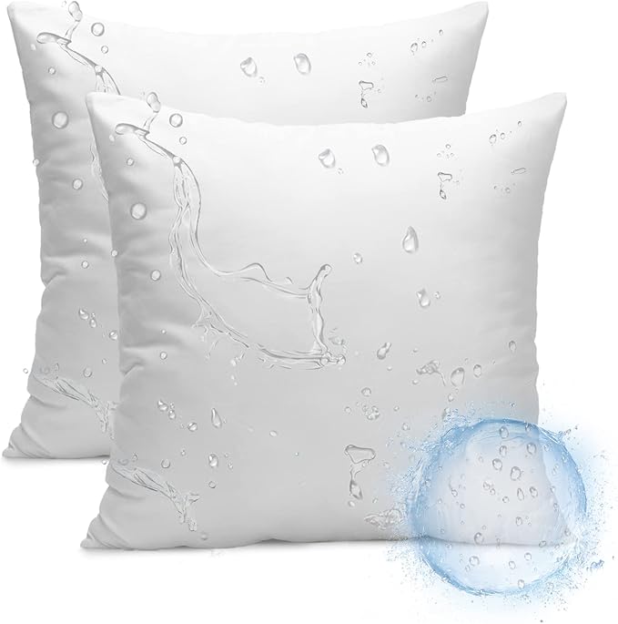 Ashler Outdoor Pillow Inserts, 18x18 Waterproof Throw Pillows Pack of 2 by AshlerHomeDeco