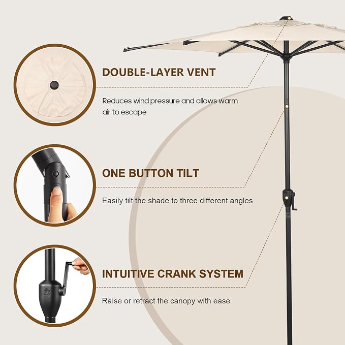 Abba Patio 7.5FT Lyon Outdoor Patio Umbrella Outdoor Table Umbrella - Image 2