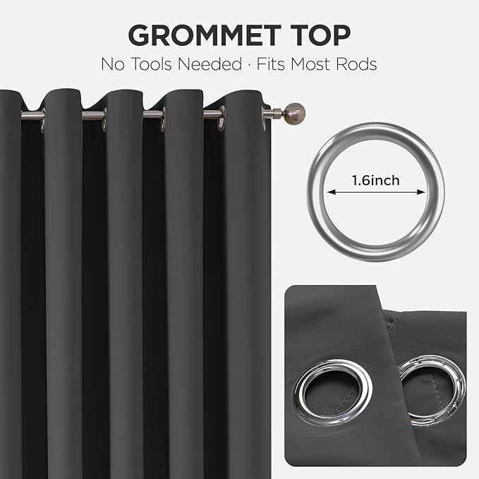 Joydeco Blackout Patio Sliding Door Curtains 96 Inches Long, Grommet Privacy - Image 9