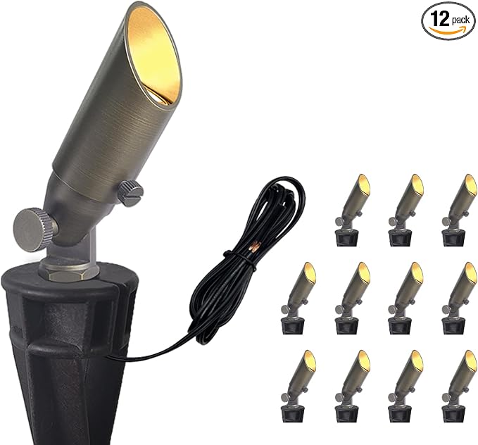 COLOER Mini Size Die-cast Brass Landscape SpotLights Outdoor, 12Volt AC/DC Low by COLOER