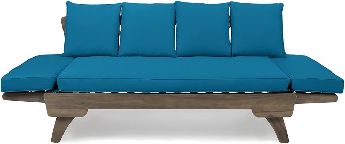 Christopher Knight Home Gary Patio Convertible Couch, Wooden Outdoor Daybed - Image 6
