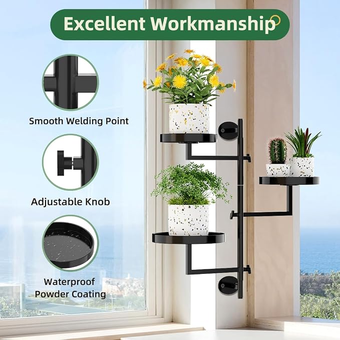 Window Plant Shelves Plant Shelf Indoor Metal Plant Stand Rotating Window Shelf - Image 5