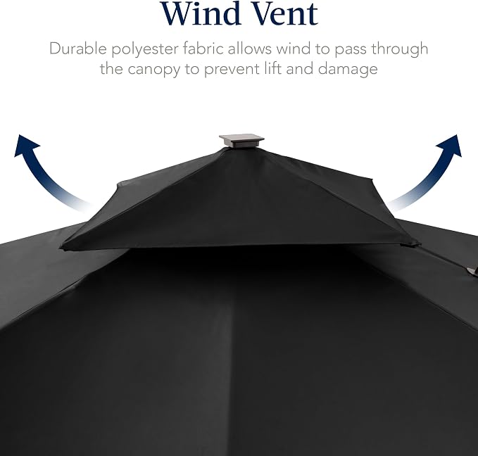 Best Choice Products 12x12ft LED Cantilever Patio Umbrella w/Base Included & - Image 7