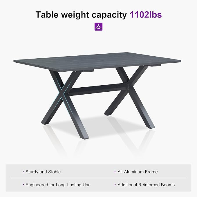 PURPLE LEAF Outdoor Dining Set for 4 All-Weather 5 Pieces Patio Aluminium - Image 7
