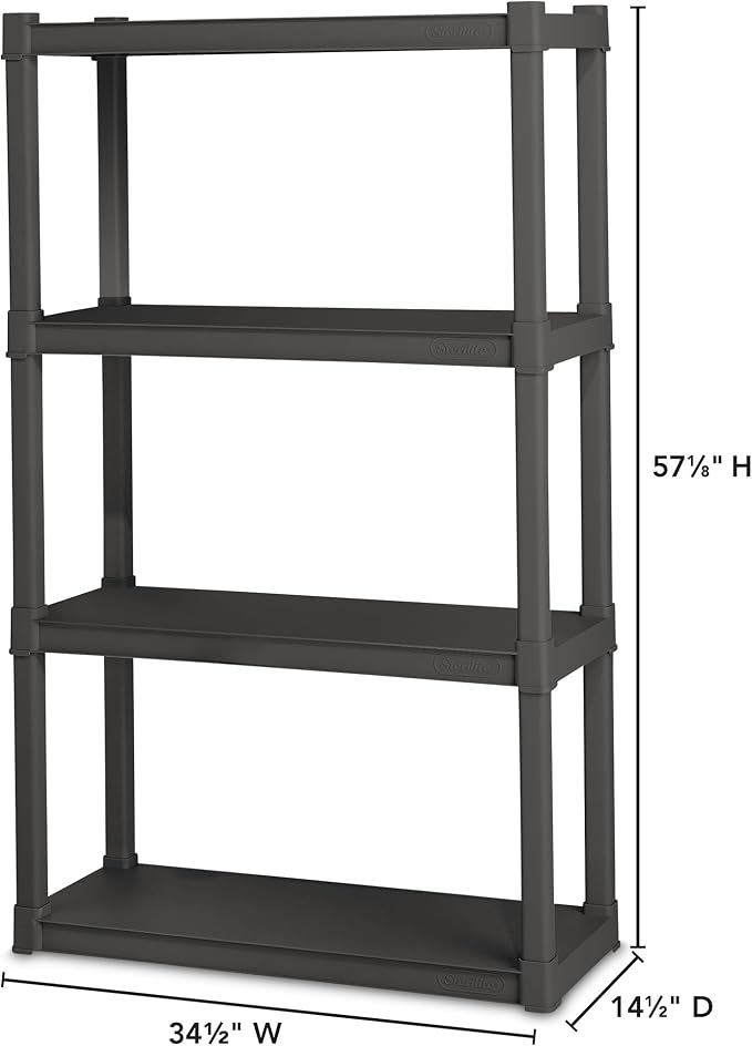 Sterilite 2-Pack 4 Shelf Unit, Heavy-Duty Shelving Storage and Utility Rack - Image 3