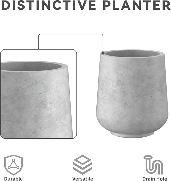Kante 15.3"+11.6"+8.2" Dia Round Concrete Planter, Large Outdoor Indoor Planter - Image 3