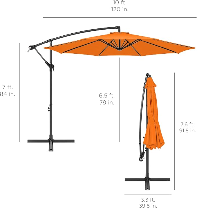 Best Choice Products 10ft Offset Cantilever Hanging Market Patio Umbrella - Image 7