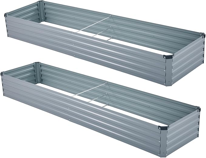 2 Pack 8x2x1FT Galvanized Raised Garden Beds Kit Outdoor Metal Gardening - Image 6