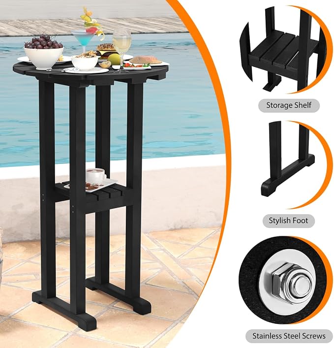 Sundale Outdoor 39 Inches Height Adirondack Bar Table, Patio HDPE Pub Height - Image 4
