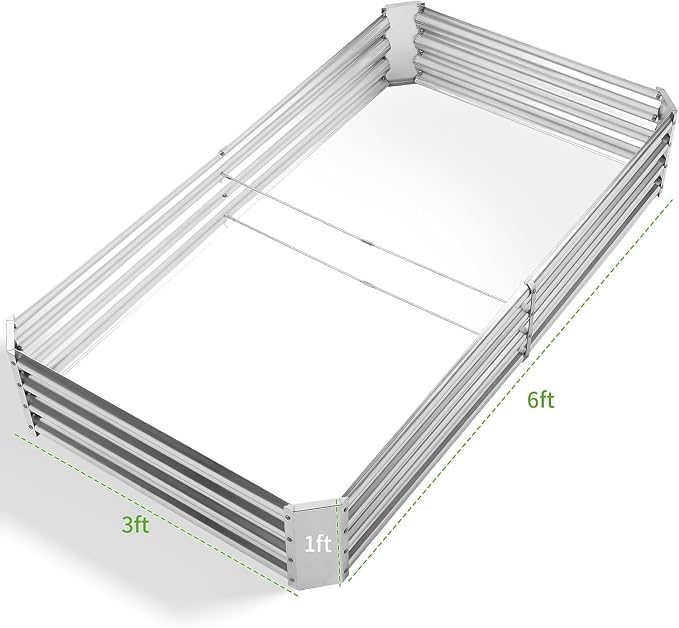 Land Guard 3 Pack 6×3×1ft Galvanized Metal Raised Garden Bed, Metal Planter Kit - Image 2