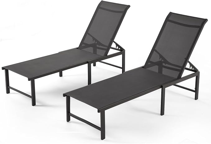 Outdoor Lounge Chairs for Pool, Aluminum Chaise Lounge Chair by RICNOD