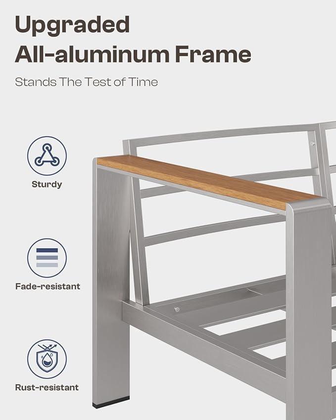 Aluminum Outdoor Patio Furniture, 3 Seats All-Weather Outdoor Patio Sofa - Image 5