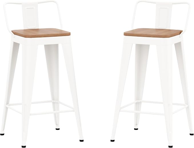 WENTMENT Metal Bar Stools Set of 2 Counter Height Barstools - Image 6