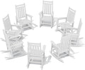 SERWALL HDPE Outdoor Rocking Chair Set of 8, Patio Rocking Chairs by SERWALL