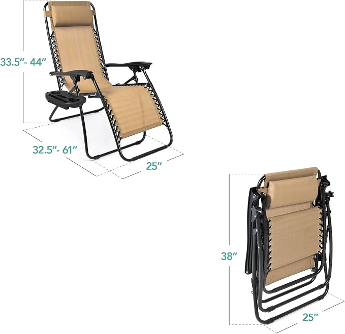 Best Choice Products Set of 2 Adjustable Steel Mesh Zero Gravity Lounge Chair - Image 3