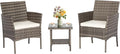 FDW 3 Piece Outdoor Furniture Set Patio Gray Wicker Chairs Furniture Bistro by FDW