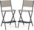 COSTWAY Outdoor Patio Bar Chair Set of 2, Folding Bar Height Stool by COSTWAY
