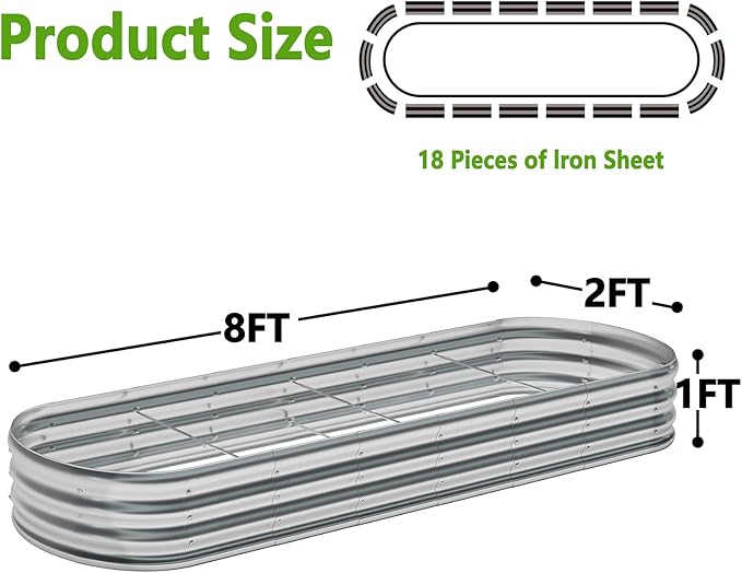 zizin Galvanized Raised Garden Bed Metal Oval Raised Garden Beds Outdoor - Image 5